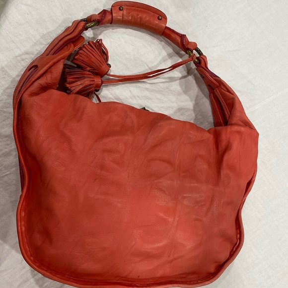 MARC JACOBS RED VINTAGE LEATHER SHOULDER BAG 👛 MADE IN ITALY 16” by 12” by 3” - Picture 11 of 16